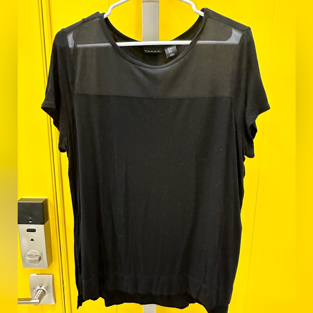 Tahari Black extra large see through shirt
